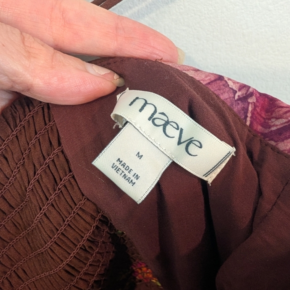 Maeve Floral Brown Mini Dress Size M - Picture 5 of 12